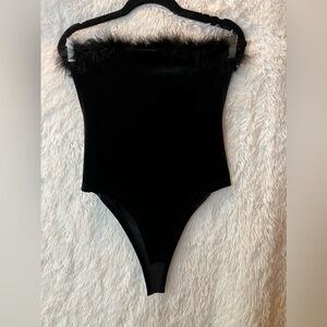 SHEIN faux fur lined velvet bodysuit